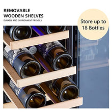 Load image into Gallery viewer, Kalamera Mini Fridge 18 Bottle - 12 inch Wine Cooler Refrigerator, Built-in or Freestanding, with Stainless Steel & Double-Layer Tempered Glass Door, and Temperature Memory Function Wine Fridge