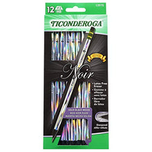 Load image into Gallery viewer, Ticonderoga Noir Pencils, Wood-Cased #2 HB Soft, Pre-Sharpened with Eraser, Holographic Barrel, 6 x 12-Packs, 72 Pencils Total (13970)