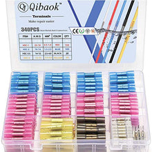 Load image into Gallery viewer, Qibaok 340 PCS Heat Shrink Butt Connectors Waterproof Electrical Wire Connectors Insulated Automotive Butt Connectors