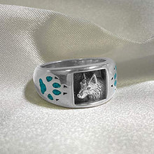 Load image into Gallery viewer, Southwestern Style Natural Turquoise Gemstone Sterling Silver Wolf Paw & Claw Ring Size 11