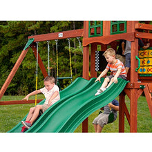 Load image into Gallery viewer, Gorilla Playsets 01-1057 Playmaker Deluxe Wooden Swing Set with Vinyl Canopy Roof, Dual Wave Slides, and Rock Climbing Wall, Redwood Stained Cedar (Amazon Exclusive)
