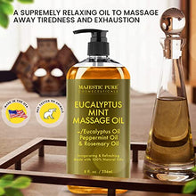 Load image into Gallery viewer, MAJESTIC PURE Sore Muscle Massage Oil, Coconut Massage Oil, Rose Massage Oil, and Eucalyptus Mint Massage Oil (8 fl oz Each) Bundle
