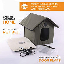 Load image into Gallery viewer, K&H Pet Products Outdoor Heated Kitty House Cat Shelter Olive Green 18 X 22 X 17 Inches