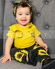 Load image into Gallery viewer, Preemie Newborn Baby Girls Clothes Infant Little Kids Romper Bodysuit Pants Headband Clothing Set Summer Outfits (Yellow Sunflower 01, 0-3 Months)