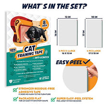 Load image into Gallery viewer, Panther Armor Cat Scratch Deterrent Tape – 8(Eight)-Pack – Double Sided Anti Cats Scratching Sticky Tape – 4-Pack XL 16”L 12”W + 4-Pack Large 17”L 10”W Furniture Protectors – Clear Training Tape