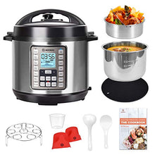 Load image into Gallery viewer, MOOSOO 9-in-1 Electric Pressure Cooker with LCD, 6QT Instant Programmable Pressure Pot, 15 One-Touch Programs with Deluxe Accessory Set