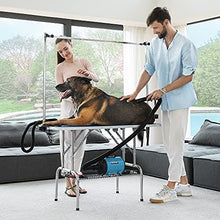 Load image into Gallery viewer, DEStar 45 x 24 Inch Collapsible Pet Grooming Table with Adjustable Height Arm, Noose and Mesh Tray for Large Dogs up to 265 Lbs