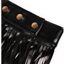 Load image into Gallery viewer, Fenyong Leather Fringe Skirt Tassel Hip Scarf Summer Beach Belts for Women Black