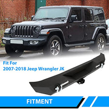 Load image into Gallery viewer, Rear Bumper Compatible with 2007-2018 Jeep Wrangler JK & Unlimited Rock Crawler Bumper w/2" Hitch Receiver, D-Ring, LED Lights (Textured Black)
