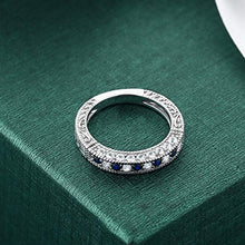 Load image into Gallery viewer, Gem Stone King 925 Sterling Silver Blue and White Created Sapphire Wedding Band Ring For Women (1.00 Cttw)