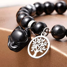 Load image into Gallery viewer, XHUUU Black Obsidian Stone Fox Tree of Life Bracelet for Women Animal Charm 10mm Beads for Bracelets Healing Crystals Gifts