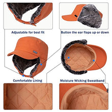 Load image into Gallery viewer, Jeff & Aimy Mens Winter Baseball Army Cap Trapper Warm Lined Military Hunting Hat Women Faux Fur Ear Flaps Muffs Ski Cold Weather Elmer Fudd Orange 58-60CM