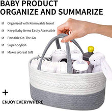Load image into Gallery viewer, Newthinking Baby Diaper Caddy Organizer with Compartment, Soft Diaper Basket Made of Hand-Woven Rope, 100% Natural Cotton, Eco Friendly and Skin-Friendly (Light Grey)