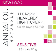 Load image into Gallery viewer, Andalou Naturals Heavenly Night Cream 1000 Roses, Sensitive Skin Moisturizer for Face, Enriched with Hyaluronic Acid & Aloe Vera, 1.7 Ounce