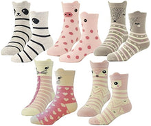 Load image into Gallery viewer, Hzcojulo Kids Toddler Big Little Girls Fashion Cotton Crew Cute Socks -5 Pairs Gift Set,Multicolor-BOV,Shoe size 13-3.5/L/7-10 Years