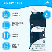 Load image into Gallery viewer, Dpee Bag 900 ML Disposable Urinal Bags Travel Pee Bag 8 Pack, Camping Pee Bag, Traffic Jam Emergency Urine Bag, Portable Pee Bags for Men, Women, Children, Patients, Pregnant, Motion Sickness Bag