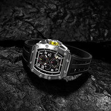 Load image into Gallery viewer, TSAR BOMBA Luxury Mens Watches Square Analog 50M Waterproof Tonneau Chronograph Replica Unique Cool Sport Watch for Men Premium Menās Silver Wrist Watch Quartz Stylish Design with Silicone Strap