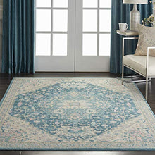 Load image into Gallery viewer, Nourison TRA07 Tranquil Persian Vintage Ivory/Turquoise Area Rug 6' X 9'