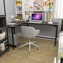 Load image into Gallery viewer, Teraves Modern L-Shaped Desk Corner Computer Desk Home Office Study Workstation Wood & Steel PC Laptop Gaming Table (Small, Black Oak)