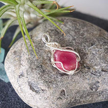 Load image into Gallery viewer, Raw Pink Real Ruby Crystal Pendant Necklace - 18 Inch Sterling Silver - July Genuine Birthstone Birthday Women's Jewelry Vintage Gift Idea