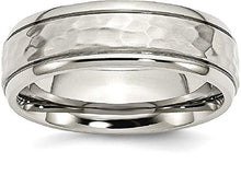 Load image into Gallery viewer, ICE CARATS Titanium 7mm Grooved Edge Hammered Wedding Ring Band Size 9.50 Fancy Fashion Jewelry for Women Gifts for Her