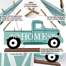 Load image into Gallery viewer, Winder Truck Welcome Sign & Home Sign, 2-Side Red Truck Christmas Decor Signs with 10 Pcs Icons for Front Door, Holiday, Fall, Christmas, Harvest, Easter, Halloween, Seasonal and Interchangeable Wall Hanging & Freestanding Tabletop Decor for Your Home