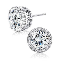 Load image into Gallery viewer, Thunaraz 925 Sterling Silver Stud Earrings For Women Tree Of The Life Stud Earrings Women Halo Diamond Earrings