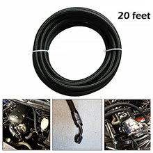 Load image into Gallery viewer, 3/8 6AN 20FT Fuel Line Hose Kit, Nylon Stainless Steel Braided Fuel Line Oil/Gas/Fuel Hose End Fitting Hose with 10PCS Swivel Fuel Hose Fitting Adapter Kit - Black