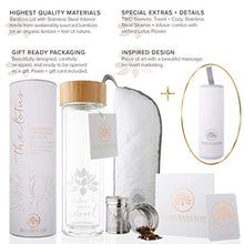 Load image into Gallery viewer, The Lotus Glass Tea Tumbler with Strainer & Infuser Basket for Loose Leaf Tea. Leak-Proof Lid. BPA Free. Double-Walled Glass Travel Tea Cup. 15 ounces