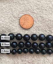 Load image into Gallery viewer, ROUND Black Strand Pearl Necklace Bracelet Stud Earrings 3pc set 18 Inch Princess Length Genuine Cultured Freshwater 7mm 8mm PEARL ROMANCE