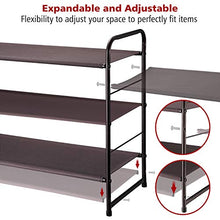 Load image into Gallery viewer, Simple Trending 3-Tier Stackable Shoe Rack, Expandable & Adjustable Fabric Shoe Shelf Storage Organizer, Bronze