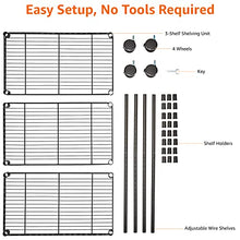 Load image into Gallery viewer, Amazon Basics 4-Shelf Adjustable, Heavy Duty Storage Shelving Unit on 4'' Wheel Casters, Metal Organizer Wire Rack, Black (36L x 14W x 57.75H)