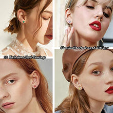 Load image into Gallery viewer, Hadskiss Small Heart Birthstone Stud Earrings for Women Girls, 925 Sterling Silver Studs Earrings, Hypoallergenic 6mm Olive Sleeper Cartilage Studs, Gift for Birthday Christmas, Come with Jewelry Box