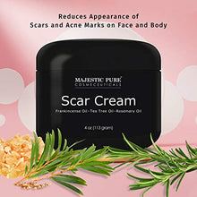 Load image into Gallery viewer, Majestic Pure Scar Cream for Face & Body - w/Pure Tea Tree Frankincense & Rosemary Oils, Soothes and Reduces the Appearances of Old and New Scars, Acne Scars, Stretch Mark, and Surgery Scars, 4 oz