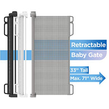 Load image into Gallery viewer, Perma Outdoor Retractable Baby Gate 33" Tall, Extends to 71" Wide, Gray