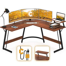 Load image into Gallery viewer, Cubiker Modern L-Shaped Desk Computer Corner Desk, PC Laptop Writing Study Desk for Home Office Wood & Metal, Espresso