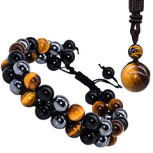 Load image into Gallery viewer, XonyiCos Triple Protection Bracelet,Made by hand Crystal Bracelet for Men Women Tiger Eye Beads Hematite and Black Obsidian Natural Stone 8mm Healing Bracelets Good Luck Prosperity Happiness