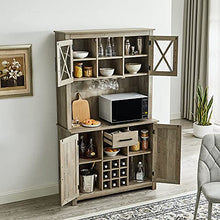 Load image into Gallery viewer, Home Source Jill Zarin Tall Cabinet in Grey Wash Finish with Glass Doors