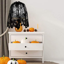 Load image into Gallery viewer, Shan-S Halloween Decorations Set of 4,Halloween Lace Spider Web Table Runner,Round Table Cover,Fireplace Mantle Scarf and Lamp Shades for Festival Ornament Party DIY Haunted House Decoration