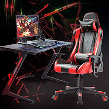 Load image into Gallery viewer, GTRACING Gaming Desk Computer Office PC Gamer Table Racing Style Professional Game Station Z-Shaped with Gaming Controller Tablet Stand & Cup Holder, Black