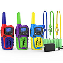 Load image into Gallery viewer, Kids Walkie Talkies 3 Pack, Rechargeable Small Walkie-Talkie Toy for Boys Girls Adults Easy to Use Long Distance TwoWay Radio for 3-12 Years Old Boys Girls Christmas Birthday Gift