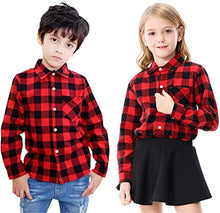 Load image into Gallery viewer, Kids Girls Long Sleeves Button Down Gingham Plaid Flannel Shirt Tops for Toddlers Baby and Little Girls, Girls(E001), 6-12 Months = Tag 70