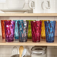 Load image into Gallery viewer, US Acrylic Optix Plastic Reusable Drinking Glasses (Set of 8) 20oz Water Cups in Jewel Tone Colors | BPA-Free Tumblers, Made in USA | Top-Rack Dishwasher Safe