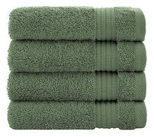 Load image into Gallery viewer, Luxury Turkish Cotton Washcloths for Easy Care, Extra Soft & Absorbent, Fingertip Towels, 4 Pack Washcloth Set by United Home Textile, Sage Green