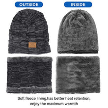 Load image into Gallery viewer, LCZTN Mens Winter Beanie Hat Scarf Set Warm Fleece Lined Knit Ski Hats Slouchy Skull Cap for Unisex Gift (Black)