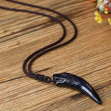Load image into Gallery viewer, COAI Reiki Healing Wolf Tooth Black Obsidian Genuine Stones Pendant Necklace for Men