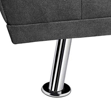 Load image into Gallery viewer, MIERES Modern Convertible Futon Sofa Bed for Living Room Fold Up & Down Recliner Couch w/Metal Legs and 2 Cup Holders Sleeper Daybed, for Small Spaces, Dark Gray
