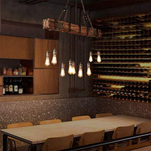 Load image into Gallery viewer, 10-Lights Chandelier Wooden Retro Rustic Pendant Light - Industrial Suspension Light line can be Adjusted Freely - Distressed Wood Chandelier for Dining Table Vintage Kitchen, Bar, Island, Billiard.
