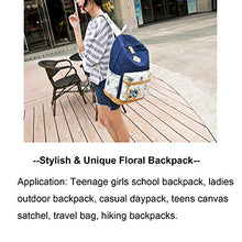 Load image into Gallery viewer, FLYMEI Floral Backpack for Women, Blue Bookbags for Women, Cute Canvas Backpack for School, Floral Bookbag for Teens, Girl Travel Back Pack, 15 Inch Fashion Backpack for Work