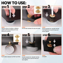 Load image into Gallery viewer, Rustark 60 Sets Snap Fasteners Kit for Leather Metal Button Snaps Press Studs with 4 Pieces Fixing Tools and Ruler Snap Rivet Fasteners for Clothing Coat Bracelet Jacket and Crafting (6 Colors)